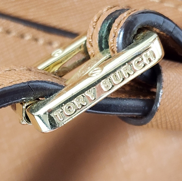 Tory Burch Emerson Canvas Leather Tote Caramel Brown Large Bag - Picture 12 of 15